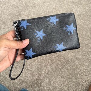 Coach Black Wristlet with Blue Stars special edition